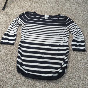 Motherhood Maternity | Medium | Black and White Stripe 3/4 Sleeve Top